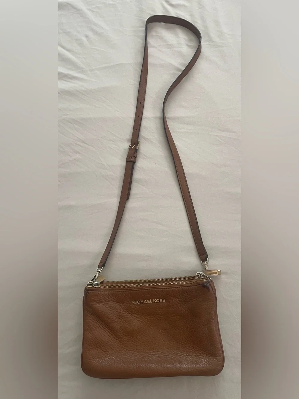 Michael Kors Brown Leather Pebbled Crossbody Bag
